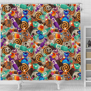 Halloween Candy Pattern Shower Curtain Fulfilled In US