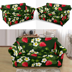 Strawberry Pattern Background Loveseat Couch Slipcover