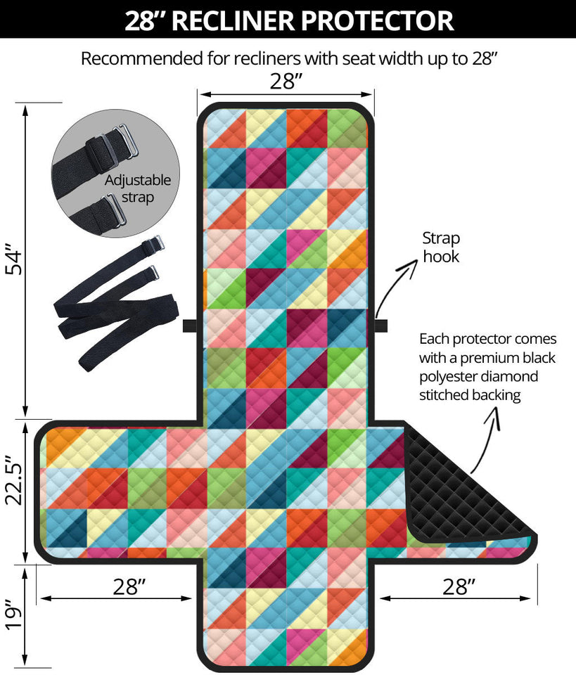 Rainbow Geometric Pattern Recliner Cover Protector