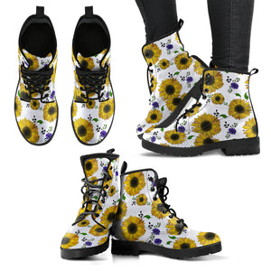 Sunflower Pattern Background Leather Boots