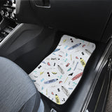 Surfboard Pattern Print Design 01 Front and Back Car Mats