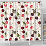 Cherry Flower Butterfly Pattern Shower Curtain Fulfilled In US