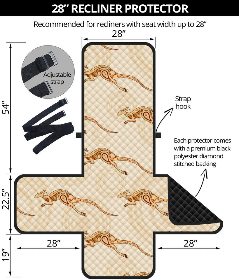 Kangaroo Aboriginal Pattern Background Recliner Cover Protector