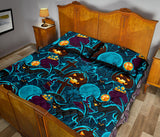 Halloween Pumpkin Cat Pattern Quilt Bed Set