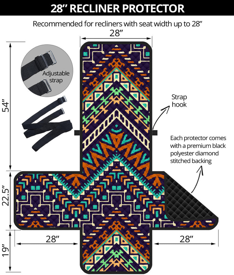 Zigzag Chevron African Afro Dashiki Adinkra Kente Pattern Recliner Cover Protector