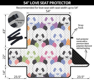 Colorful Panda Pattern Loveseat Couch Cover Protector