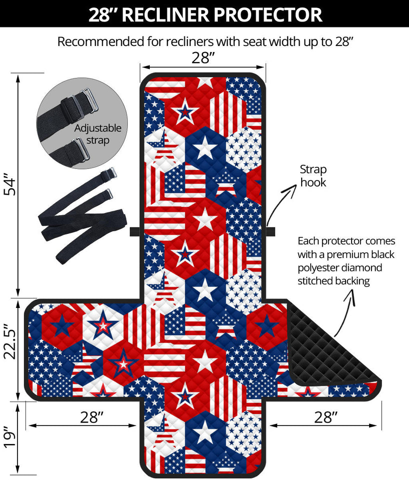 USA Star Hexagon Pattern Recliner Cover Protector