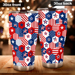 USA Star Hexagon Pattern Tumbler