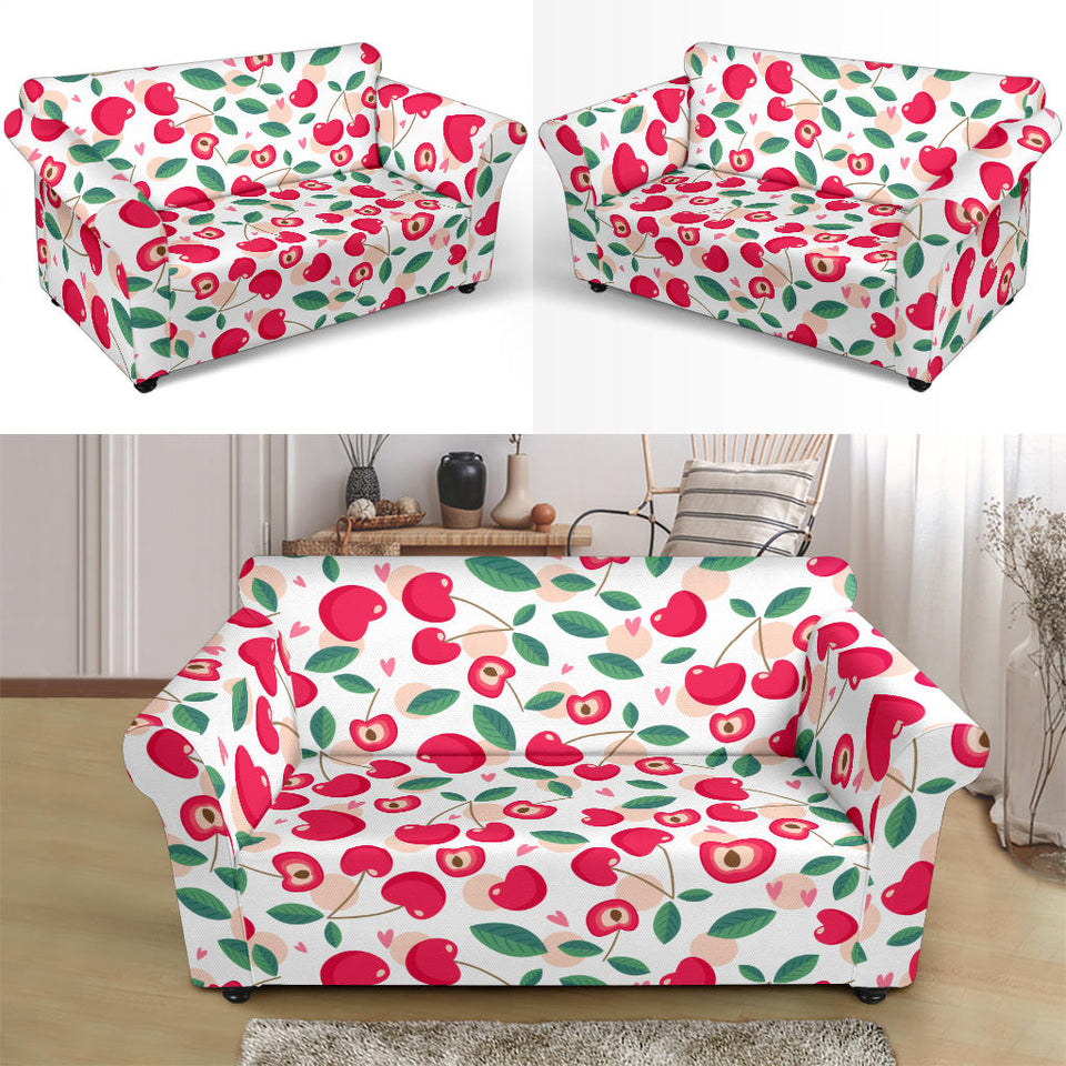 Cherry Heart Pattern Loveseat Couch Slipcover