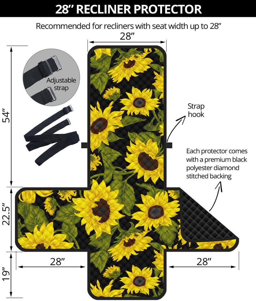 Sunflower Theme Pattern  Recliner Cover Protector