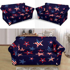 USA Star Pattern Theme Loveseat Couch Slipcover