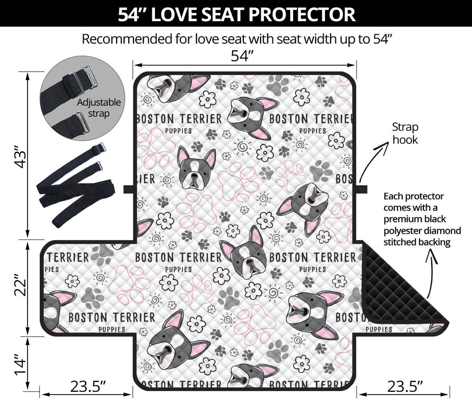 Boston Terrier Pattern Loveseat Couch Cover Protector