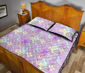 Unicorn Heart Pattern Quilt Bed Set