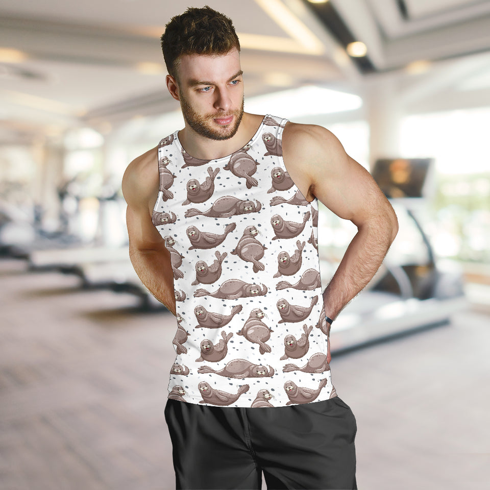 Sea Lion Pattern Background Men Tank Top