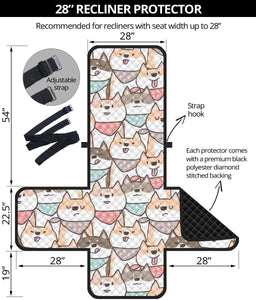 Shiba Inu Pattern Recliner Cover Protector