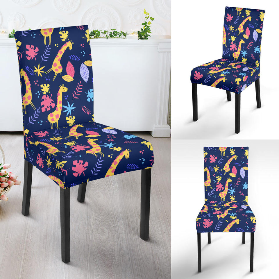 Giraffe Pattern Print Design 04 Dining Chair Slipcover