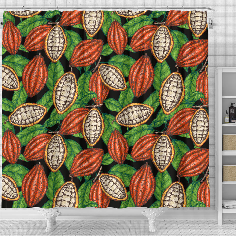 Cocoa Leaves Pattern Shower Curtain Fulfilled In US