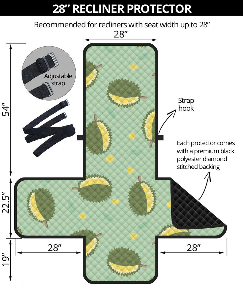 Durian Pattern Green Background Recliner Cover Protector