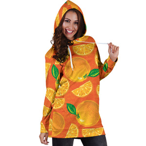 Orange Pattern background Women Hoodie Dress