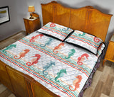 Seahorse Pattern Theme Quilt Bed Set