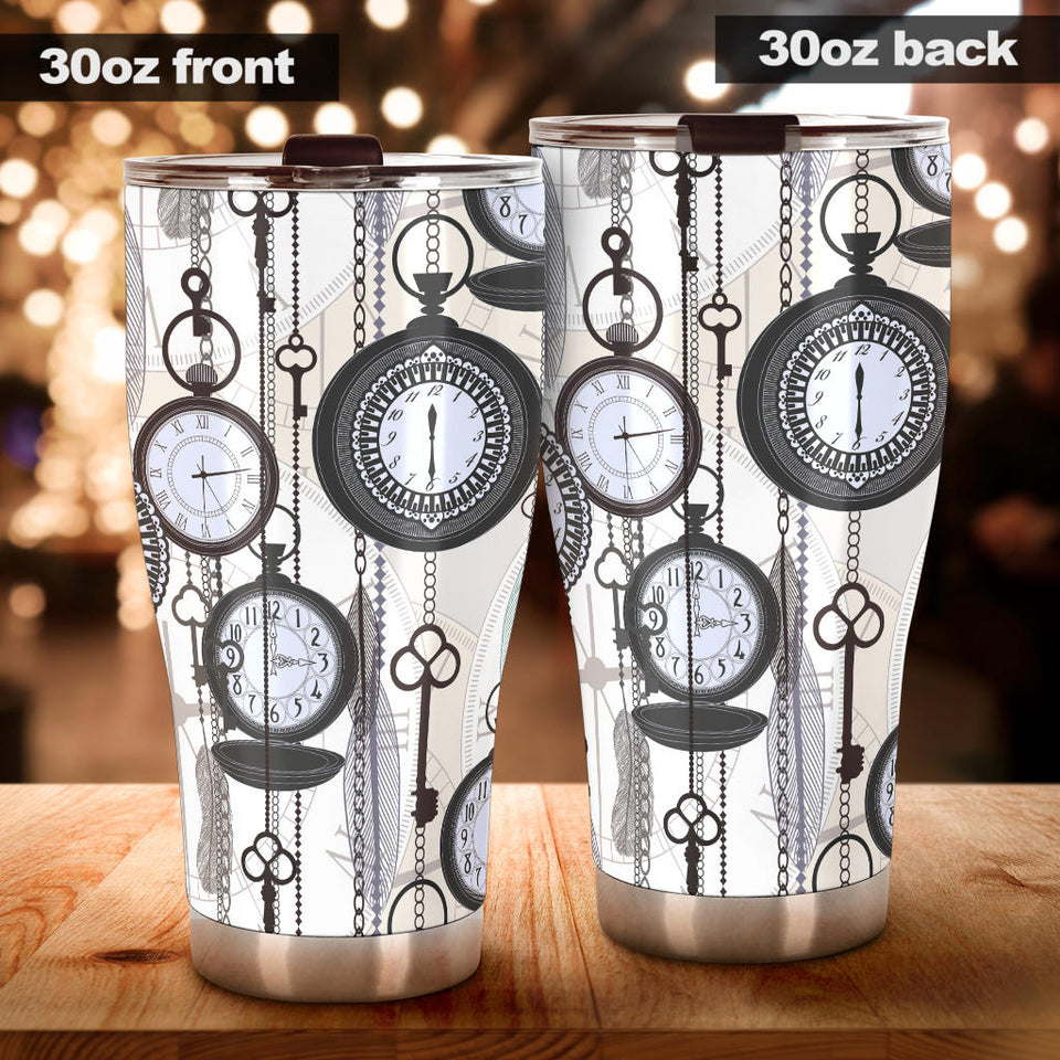 Vintage Clock Pattern Tumbler