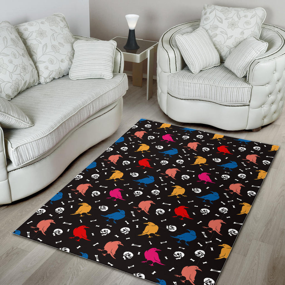 Colorful Crow Pattern Area Rug