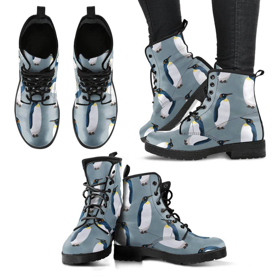 Penguin Pattern Theme Leather Boots