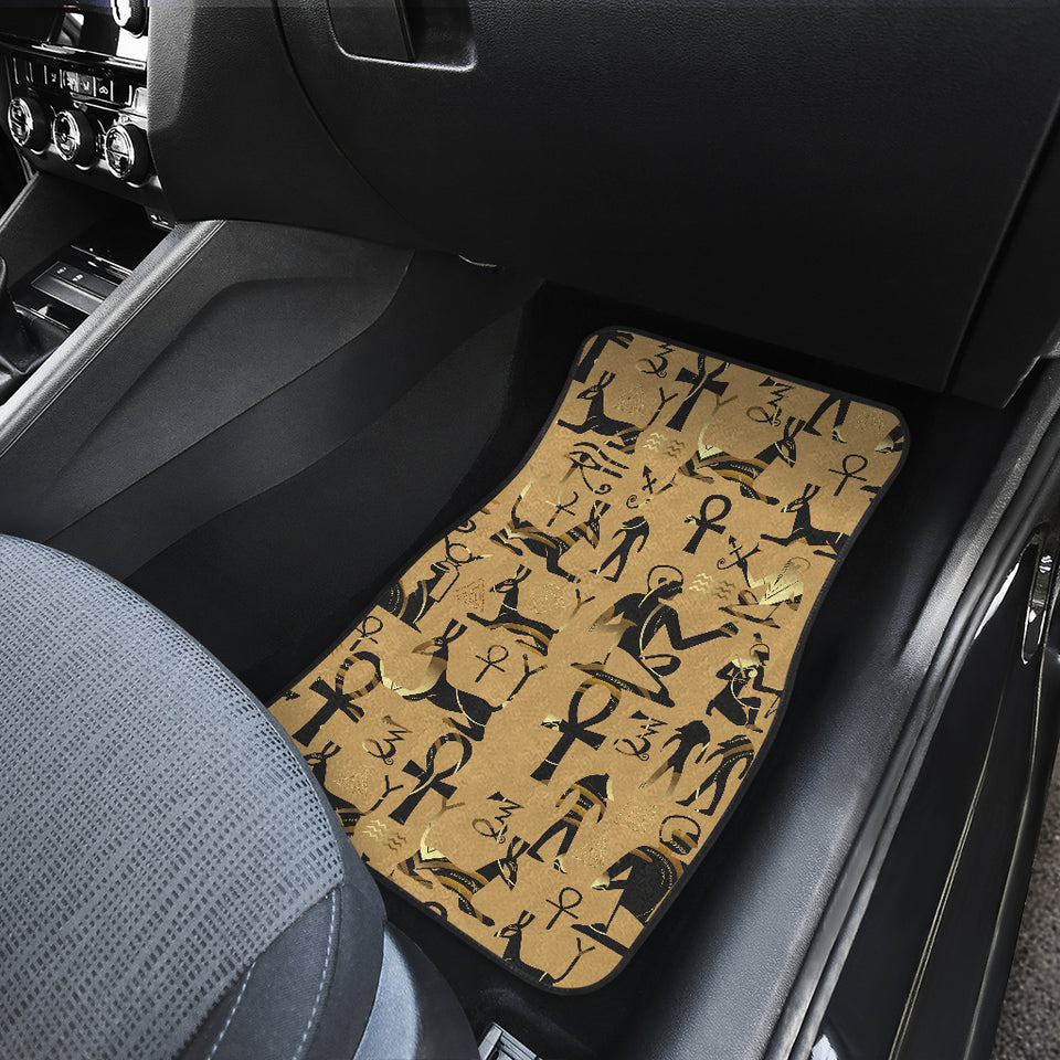 Egypt Hieroglyphics Pattern Print Design 02 Front and Back Car Mats