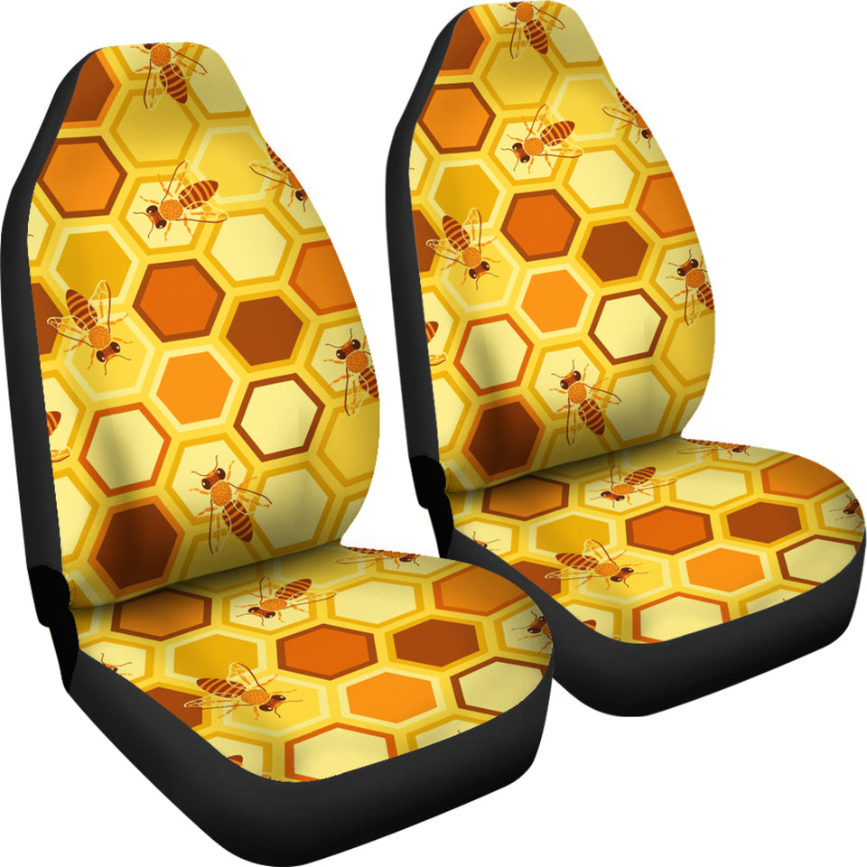 Bee and Honeycomb Pattern Universal Fit Car Seat Covers