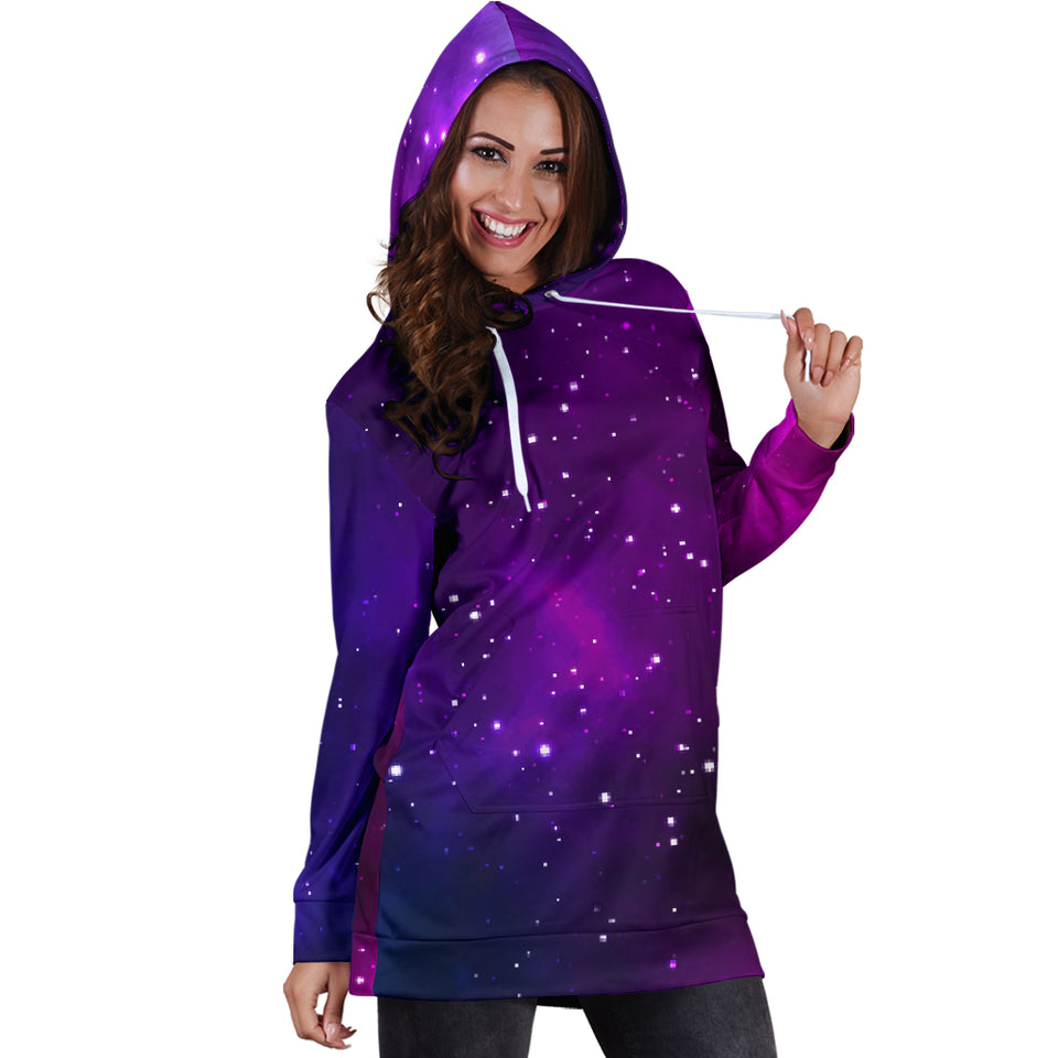 Pink Space Galaxy Pattern4 Women Hoodie Dress