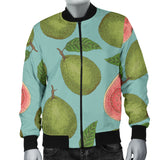 Guava Pattern Green Background Men Bomber Jacket