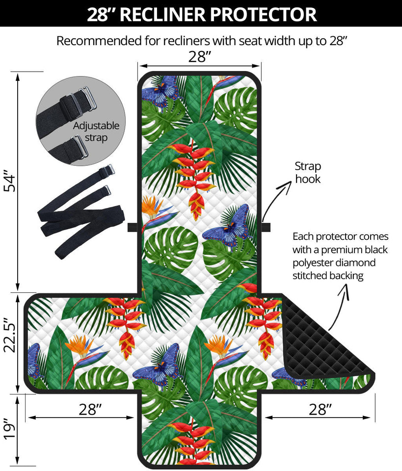 Heliconia Butterfly Leaves Pattern Recliner Cover Protector