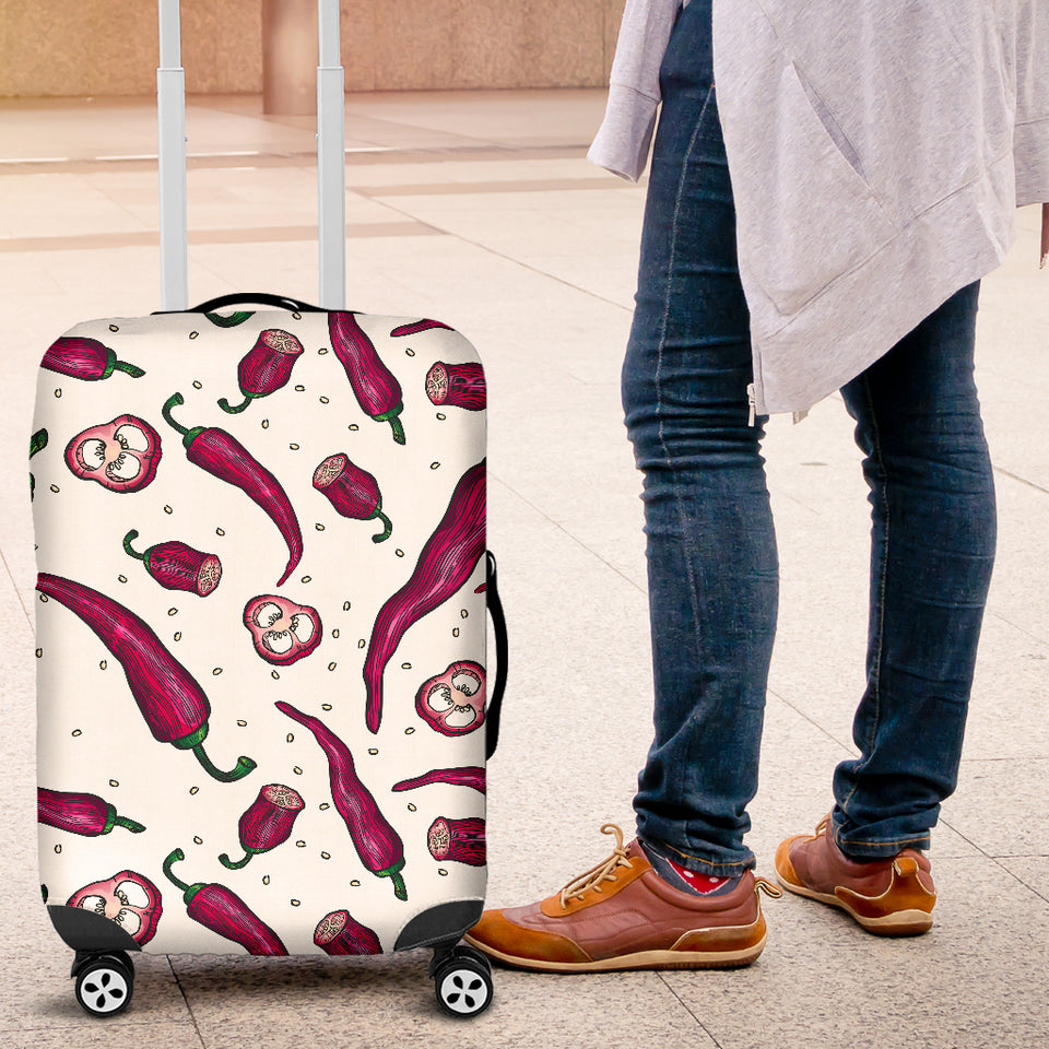 Red Chili Pattern background Luggage Covers