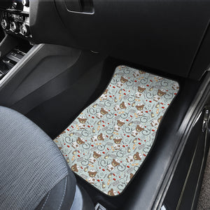 Teddy Bear Pattern Print Design 02 Front Car Mats