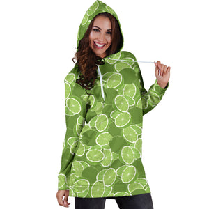 Lime Pattern Background Women Hoodie Dress