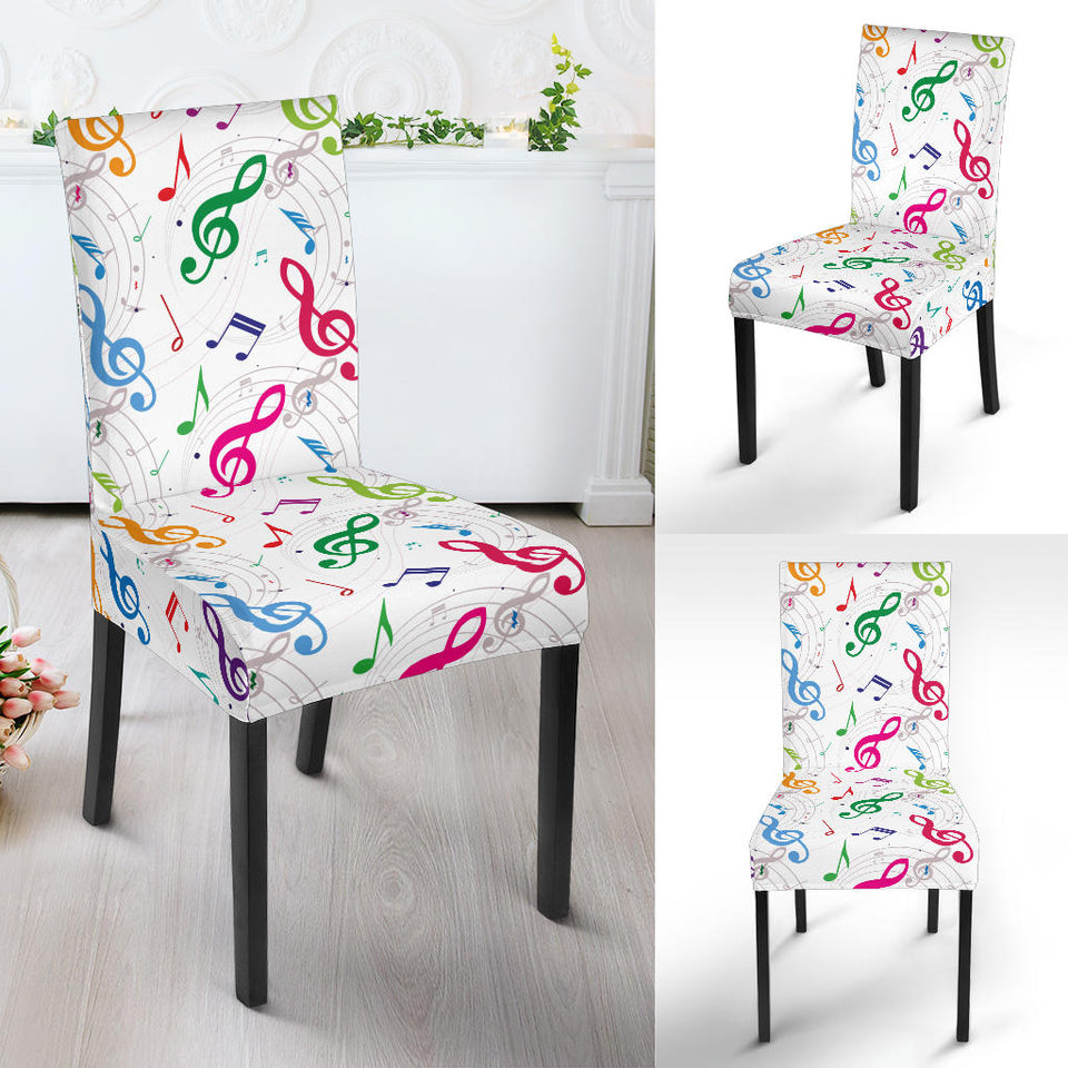 Music Notes Pattern Print Design 02 Dining Chair Slipcover