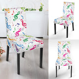 Music Notes Pattern Print Design 02 Dining Chair Slipcover