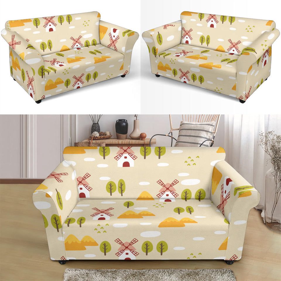 Windmill Pattern Loveseat Couch Slipcover