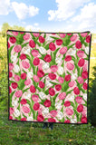 Pink White Tulip Pattern Premium Quilt