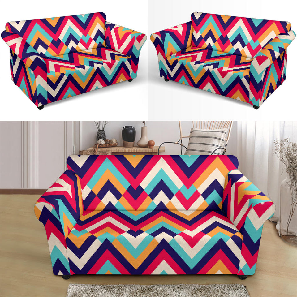 Zigzag Chevron Pattern Background Loveseat Couch Slipcover