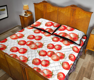 Tomato Water Color Pattern Quilt Bed Set