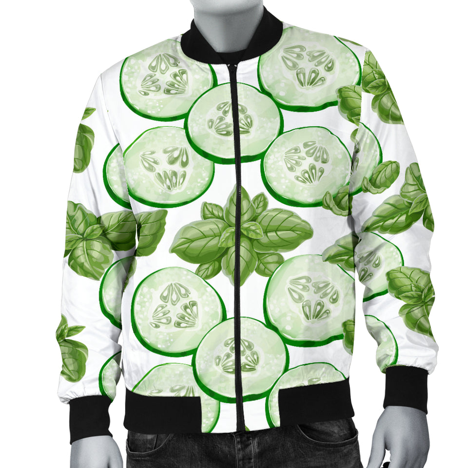 Sliced Cucumber Leaves Pattern Men Bomber Jacket