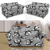 Siberian Husky Pattern Theme Loveseat Couch Slipcover