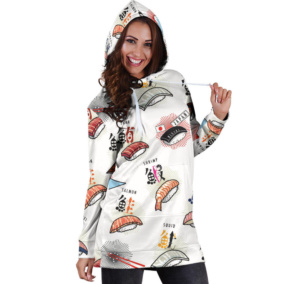 Sushi Japanese Pattern Women Hoodie Dress