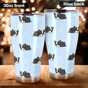 Sleep Boston Terrier Bone Pattern Tumbler