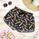 Skate Board Pattern Print Design 02 Women Shorts