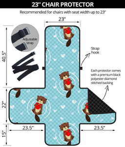 Otter Heart Pattern Chair Cover Protector