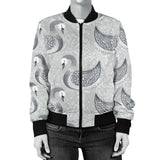 Swan Gray Pattern Women Bomber Jacket