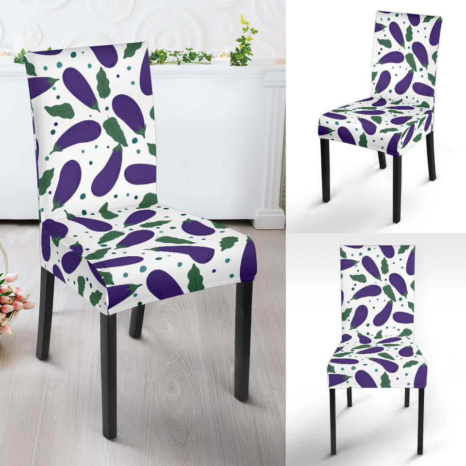 Eggplant Pattern Print Design 05 Dining Chair Slipcover