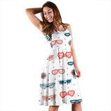 Sun Glasses Pattern Print Design 02 Sleeveless Midi Dress